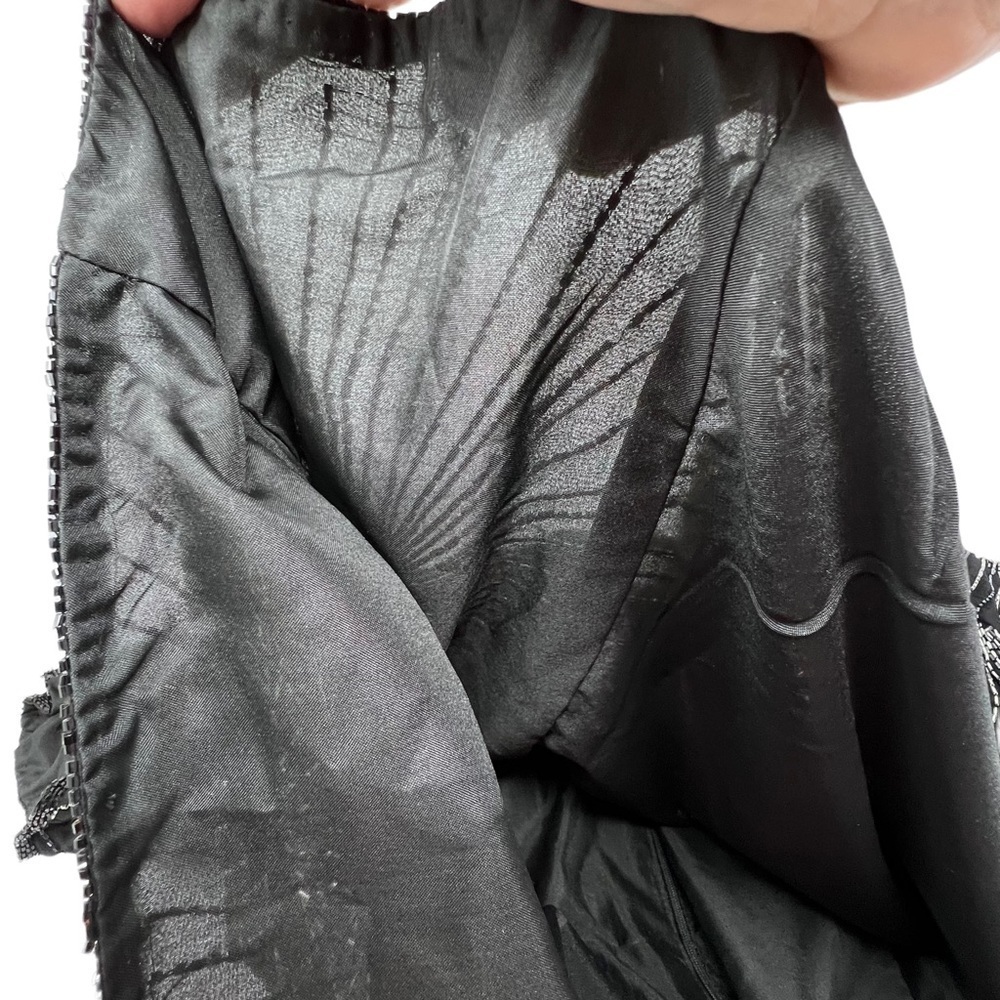 Vintage 80βs Papell Black Silk Beaded Scoop Neck Short Sleeve Cocktail Blouse 3X - Picture 10 of 15